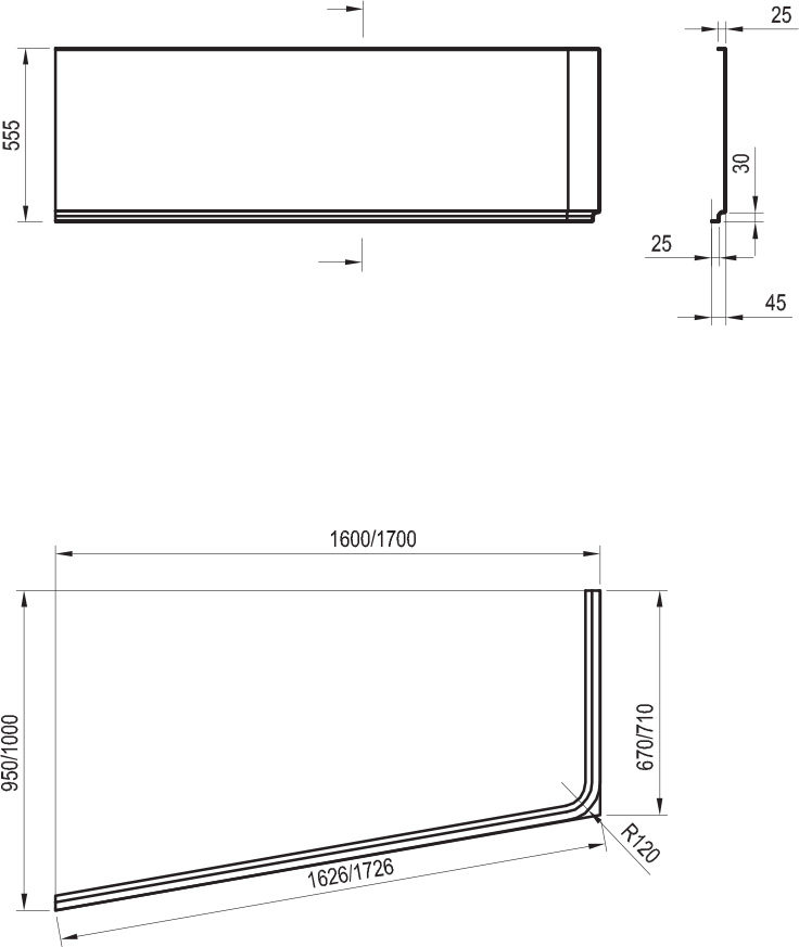 Panneau frontal 10° A 170 G/D