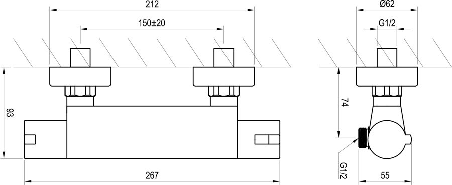 Thermostat-Duscharmatur TE 072.00/150