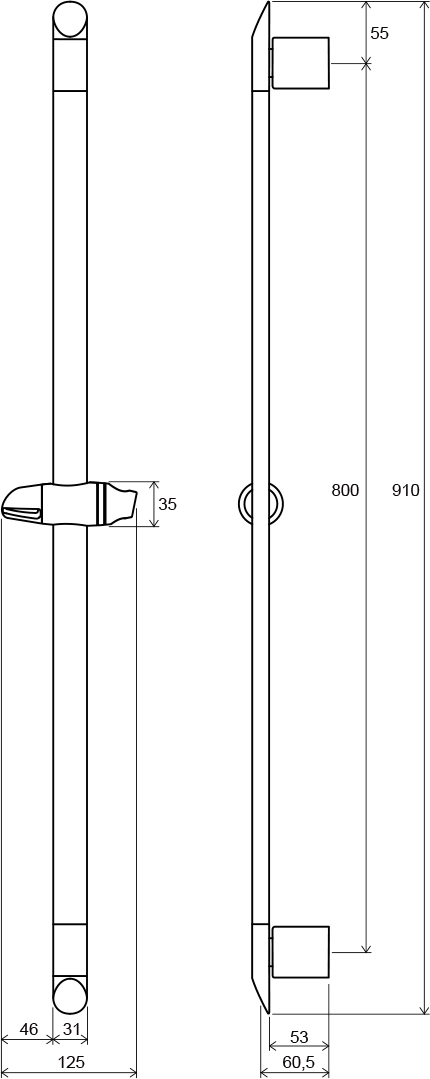 Verstellbare Halterung für Handbrause 90 cm