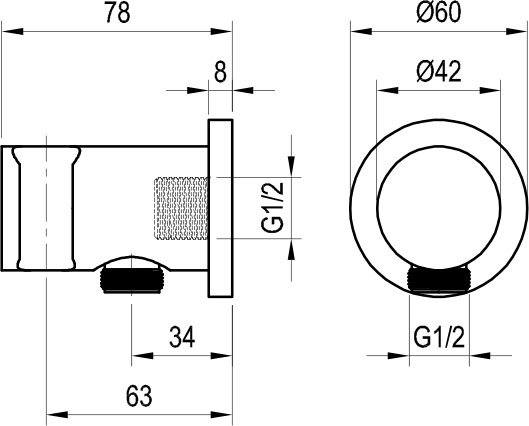 Wandanschluss Brauseschlauch mit Halterung