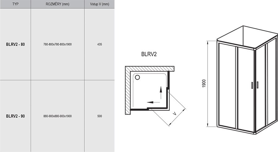 Cabine de douche Blix BLRV2