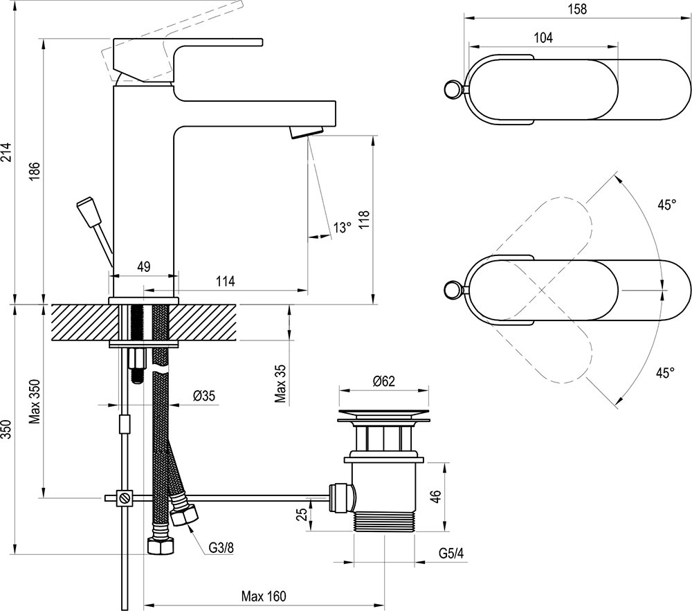 Mitigeur de lavabo Chrome