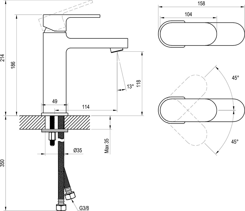 Mitigeur de lavabo Chrome