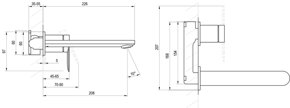Mitigeur de vasque encastré Chrome II