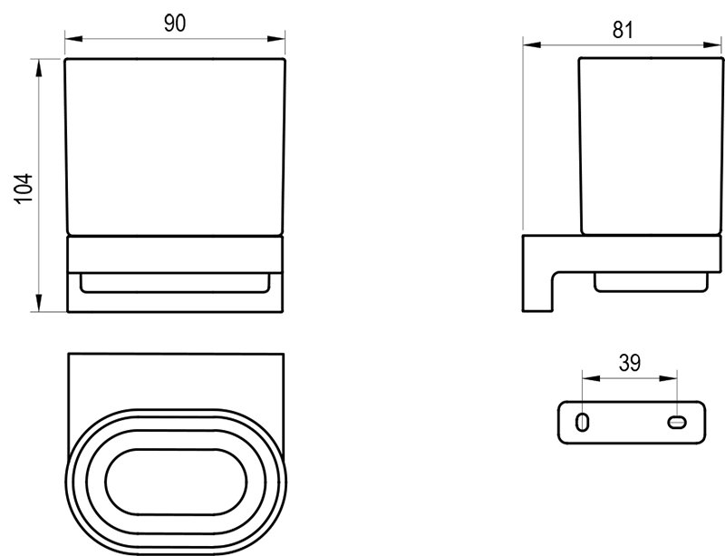 Halter mit Becher Chrome II