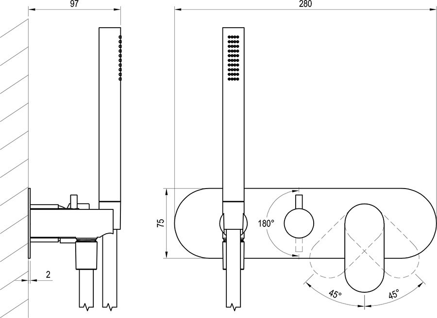 Eleganta EL 065.00-Unterputzarmatur mit Umsteller, mit Set, für R-Box