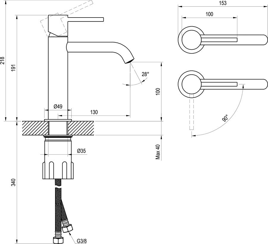 Mitigeur de vasque sur pied Espirit BeCool ES 012.01