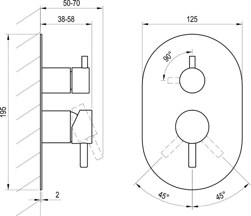 Espirit ES 065.00-Unterputzarmatur mit Umsteller, für R-Box