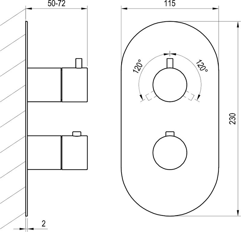 Mitigeur encastré thermostatique Espirit ES 067.00 avec inverseur, pour la R-box