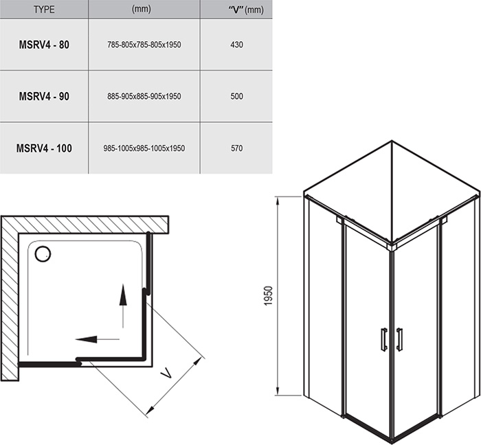 Cabine de douche Matrix MSRV4