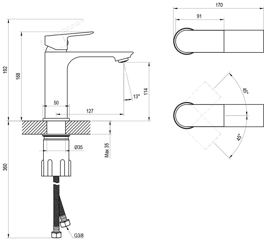 Mitigeur de vasque Plan PN 014.00