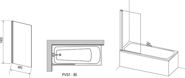 Paravent de baignoire PVS1