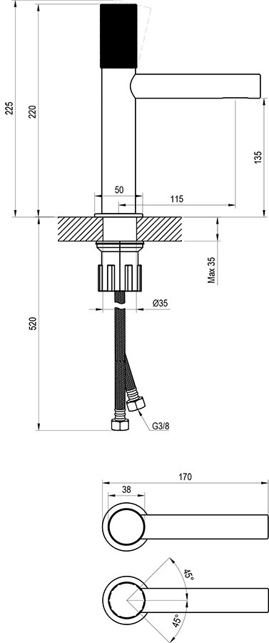 Mitigeur de vasque sur pied Revers RV 012.00