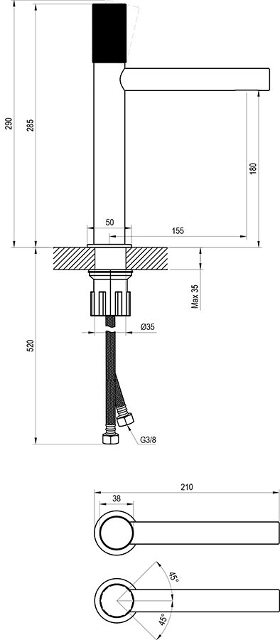Mitigeur de vasque sur pied Revers RV 014.00
