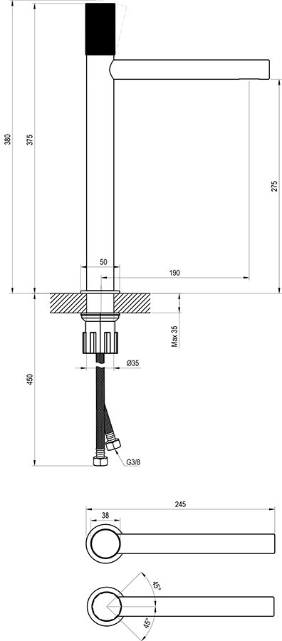Mitigeur de vasque sur pied Revers RV 015.00