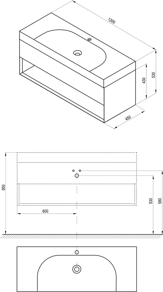 Armoire sous le lavabo SD Lite 120