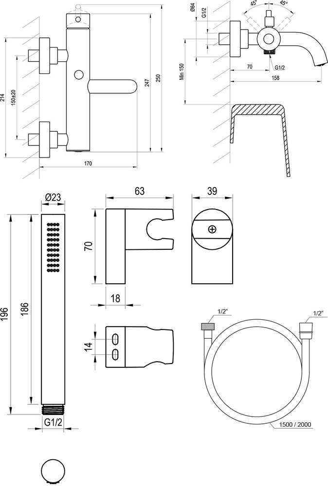 Wannen-Wandarmatur Esprit ES 022 mit Duschset