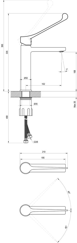 Mitigeur de vasque sur pied Safe SF 014.00