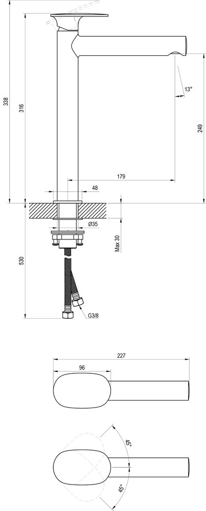 Mitigeur de vasque sur pied Spring SG 015.00