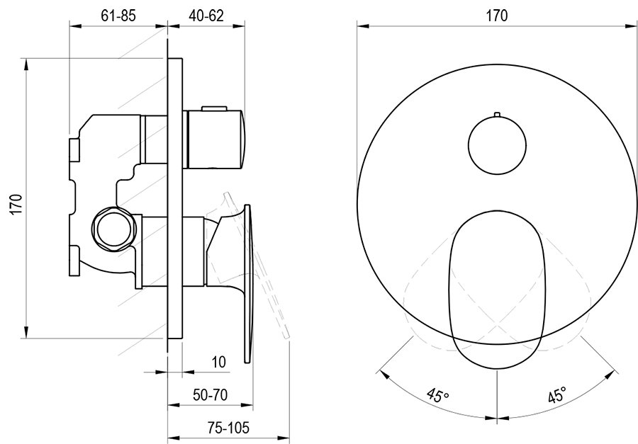 Mitigeur encastré Spring SG 065.00 avec inverseur, pour la R-box