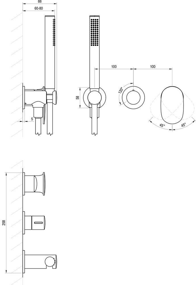 Mitigeur encastré Spring SG 065.00+S avec inverseur, avec set