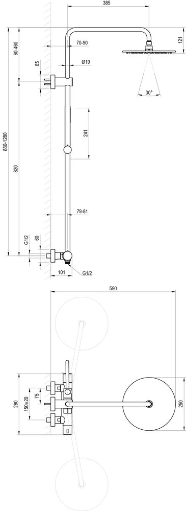 Colonne de douche avec mitigeur thermostatique SG 091.00