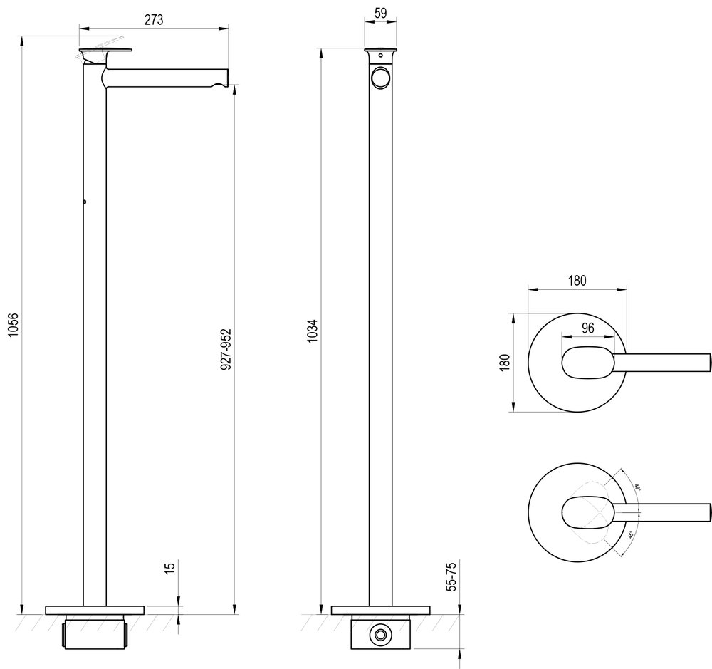 Waschtischarmatur, bodenstehend Spring SG 180