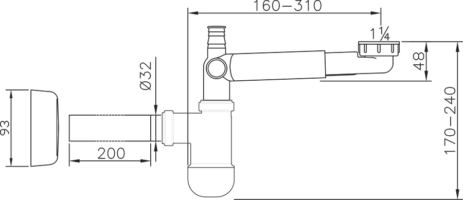 Siphon de lavabo encastré