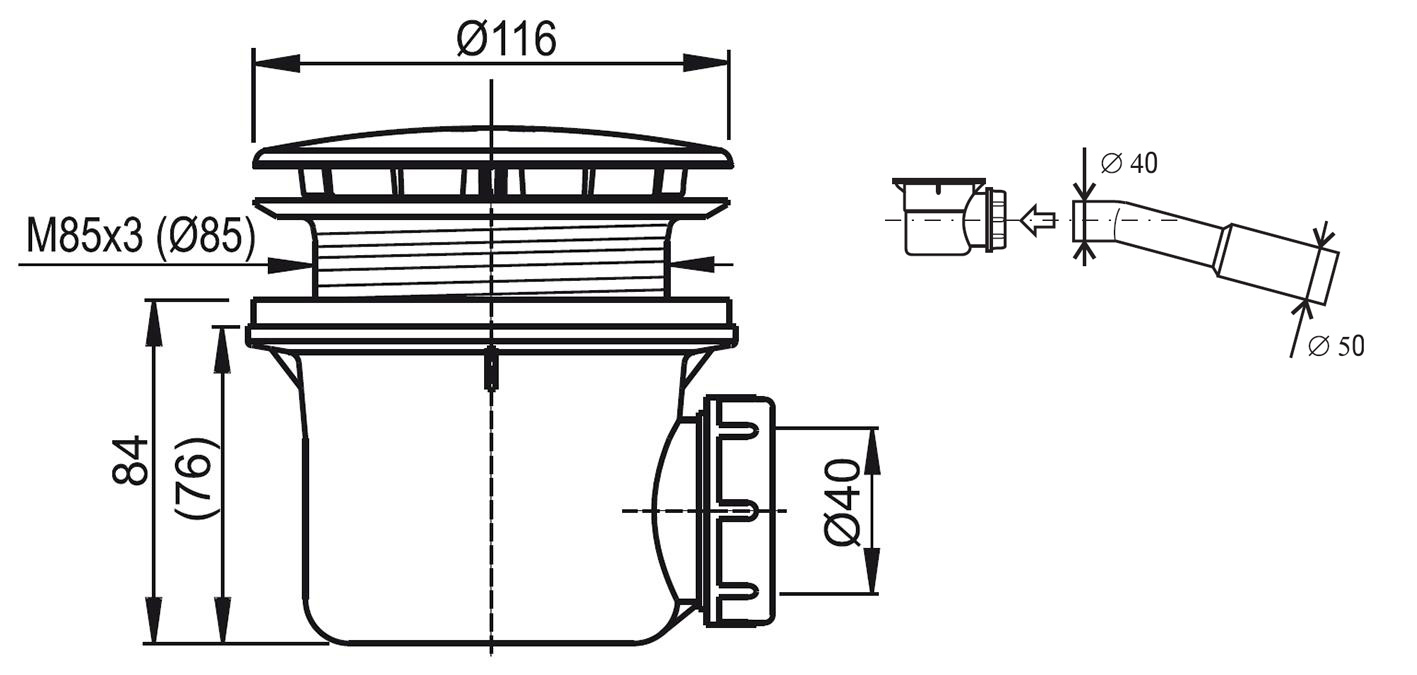 Duschwannensiphon RAVAK Standard 90