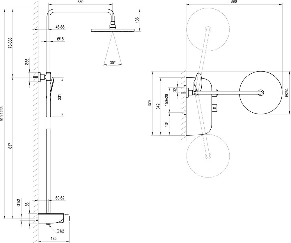 Duschsäule Termo mit Stoppfunktion und Ablage