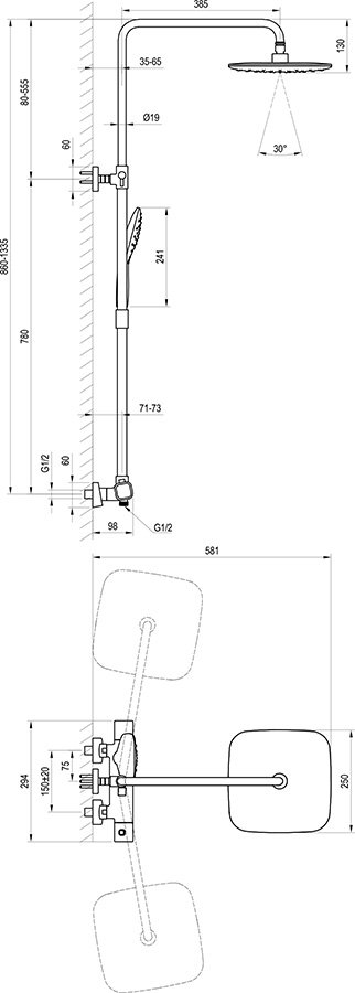 Duschsystem Brause 10° TD 091.00/150