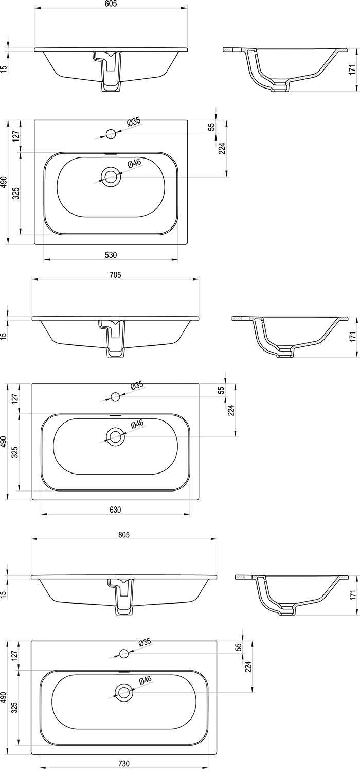Lavabo en céramique Chrome Slim