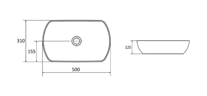 Lavabo en céramique UNI 500 O&nbsp;SLIM
