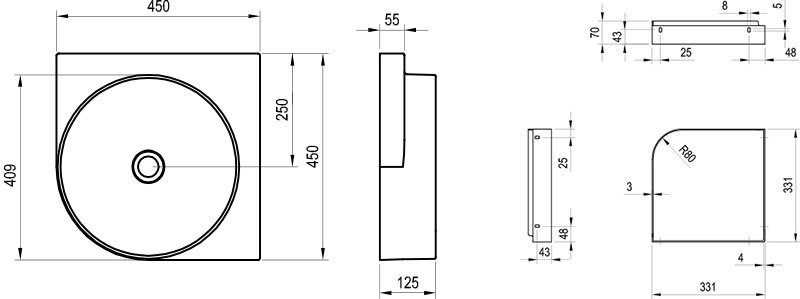 Lavabo Yard 450 C sans trou