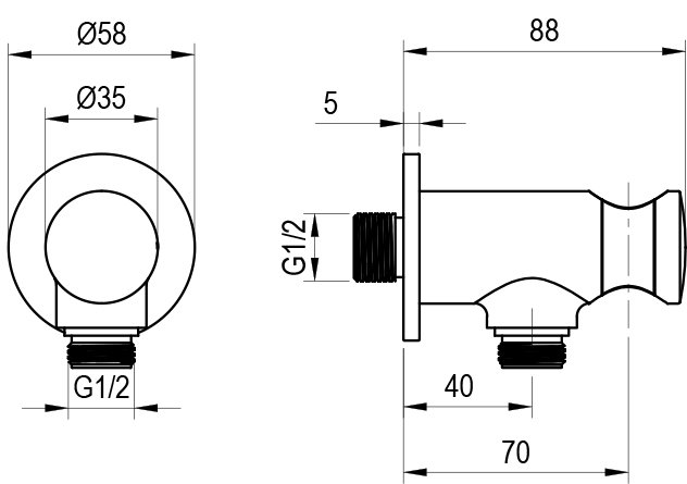 Wandanschlussbogen mit Brausehalter